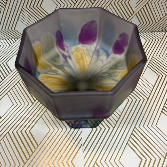 Vintage Rueven Art Nouveau Glass Hand Painted Compote Pedestal - Picture 4 of 11